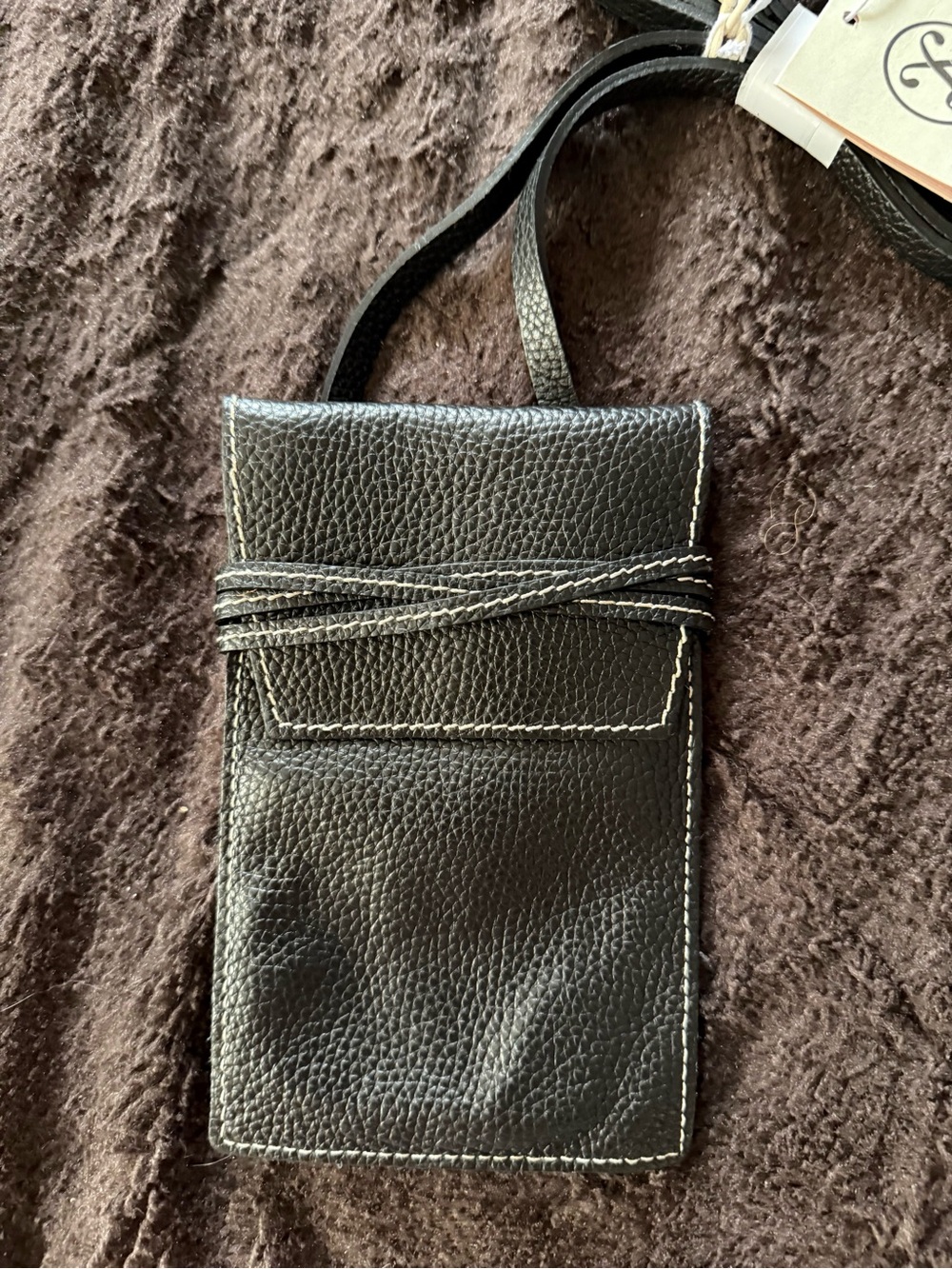 Women’s Black Leather Crossbody Phone Pouch - Designer Brand
